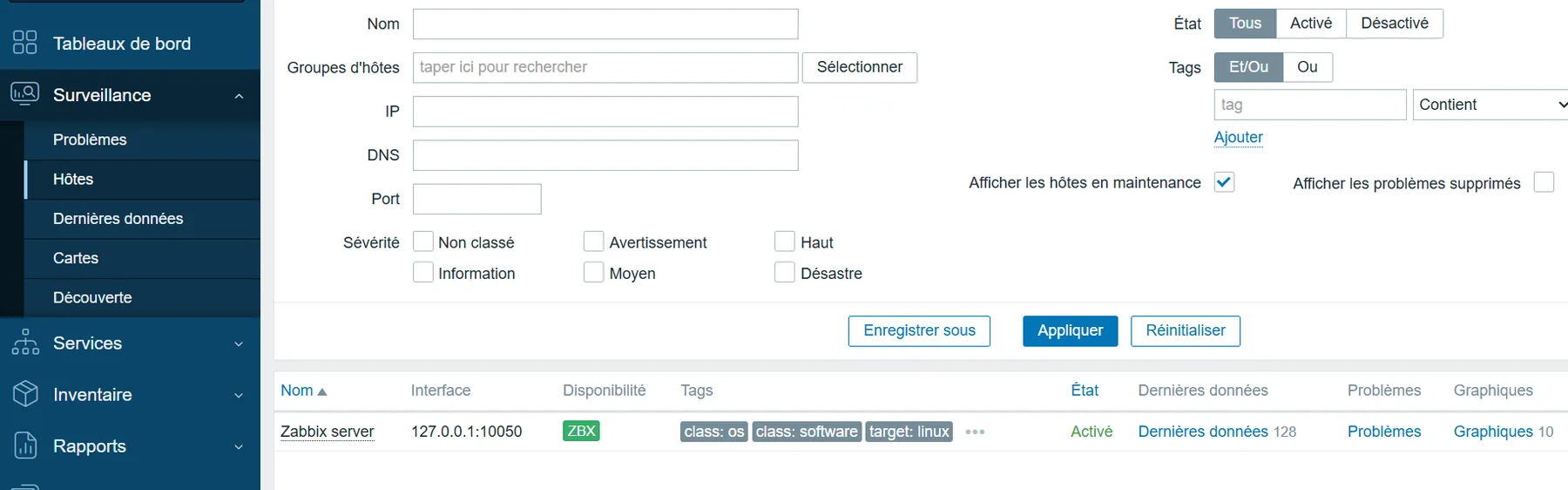 Serveur Zabbix supervisé